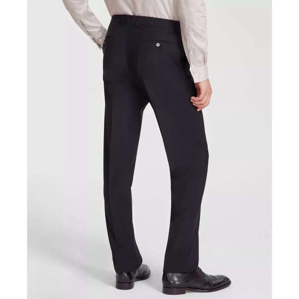 Calvin Klein Mens Black Slim Fit Wool Blend Stretch Dress Pants 33W 30L